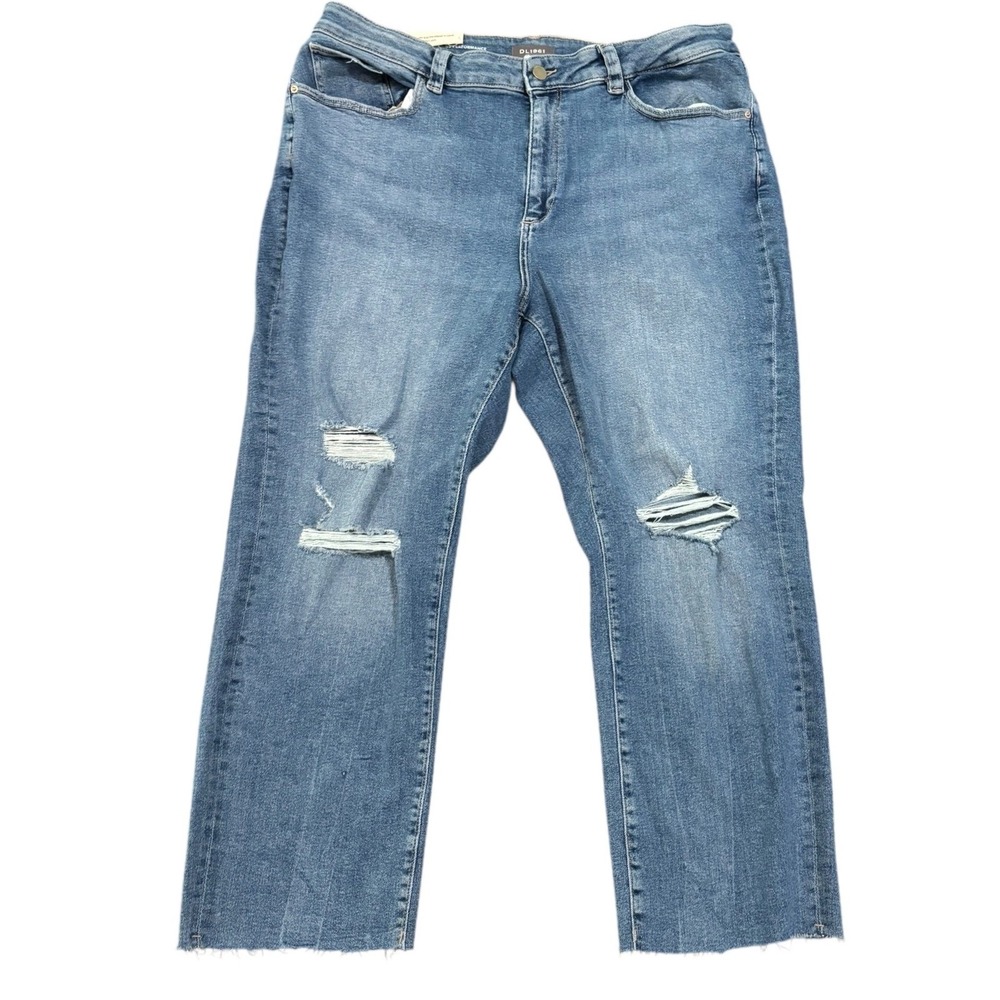 DL1961 Patti Straight Leg Ripped Distressed High Rise Jeans 18W NWT